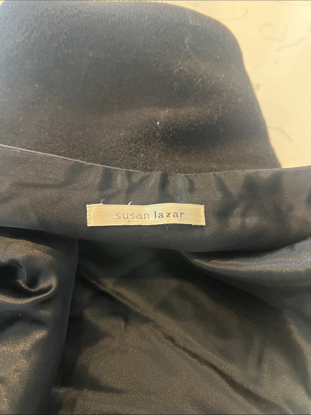 Susan Lazar Black Felt Hat with Satin Lining